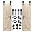S&Z TOPHAND 24 in. x 84 in. Double Unfinished British Brace Knotty Barn Door with 8FT Sliding Door Hardware Kit/Solid Wood/Sliding Door/Double Surfaces (24x2, Door+ Big Wheel)