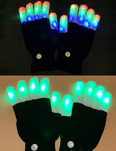 Luvas de LED piscante Bestgift Cool Fun Brinquedos para festa de Halloween de Natal colorida (adulto