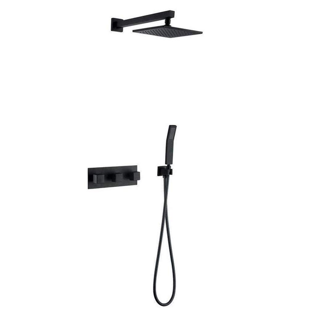 Douche effet pluie en laiton noir pour créer un espace spa relaxant dans sa salle de bain