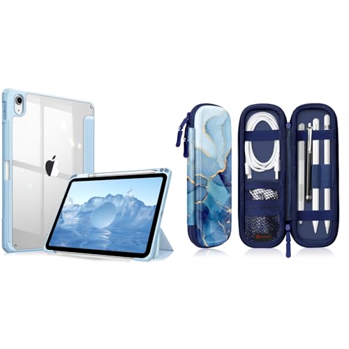 Fintie Hybrid Clear Clear Case for iPad (A16) 11th Generation 11 Inch (2025), iPad 10th Generation 10.9 Inch (2022 Bundle with Protective Carrying Bag Sleeve for Apple Pencil (1st and 2nd Generation)