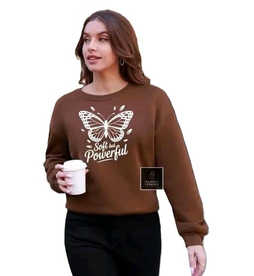 Casual Women Sweatshirt Lightweight Fabric Relaxed Fit Comfortable Design Ideal for Daily Use Brown L-image-11