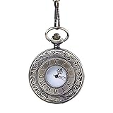 ★ Concepto de diseño: diseño original;reloj de bolsillo grabado único, fácil de leer;placa del alfabeto y diseño hueco, hermoso respaldo de vidrio, visión del movimiento mecánico de trabajo;el estilo y el tipo son ideales para la vida cotidiana y las actividades nostálgicas de la moda;como artículos retro Coleccionista.