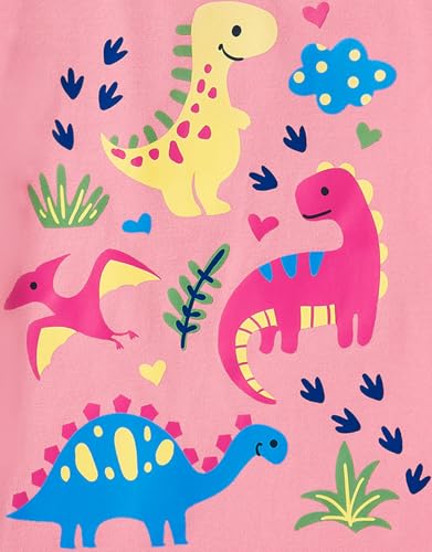Image of Toddler Girls Clothes T-Shirt Short Sleeve Graphic Tee Cartoon Dinosaur 2-6T Girl Shirt Summer