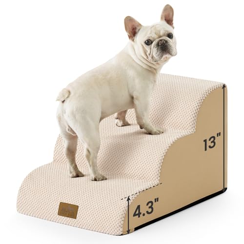 Image of COZY KISS Dog Stairs for Small Dogs, 3 Step Pet Stairs for Beds & Couches