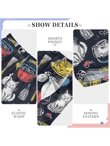 Abstract Lines Cat Boys Pants for Kids Jogger Pants with Pockets S4