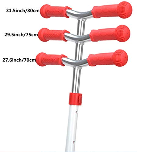 Jipemtra Scooters for Kids 3 Wheel T-bar Adjustable Riding Kick Scooters for Kids Height Adjustable LED PU Flashing with Graffiti Christmas Birthday Age 2~10 (Red Balance)