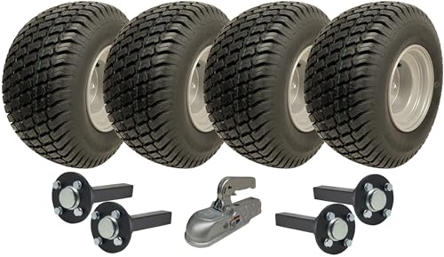 Kit de remorque à double essieu 18 x 8,50-8 pour véhicule tout-terrain avec moyeu et axe de tige + attelage 1500 kg
