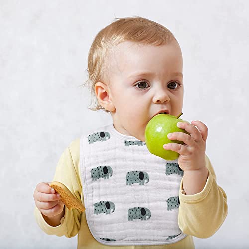 Snap Muslin Bibs for Boys & Girls, 3-Pack Baby Bibs for Infants, Newborns and Toddlers, 100% Cotton Muslin Absorbent & Soft Layers, Adjustable Snaps,"Animal Party" - Thumbnail 3