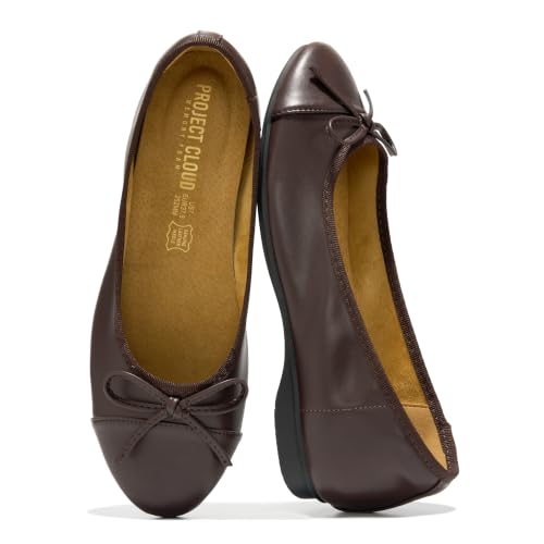 Image of Project Cloud Ballet Flats for Women Shoes - Genuine Leather Insole and Lightweight Mary Jane Flats - Non-Slip and Comfortable Womens Shoes