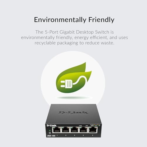 D-Link DGS-105 5-Port Gigabit QoS Switch Metal Chassis Jumbo Frames - 4