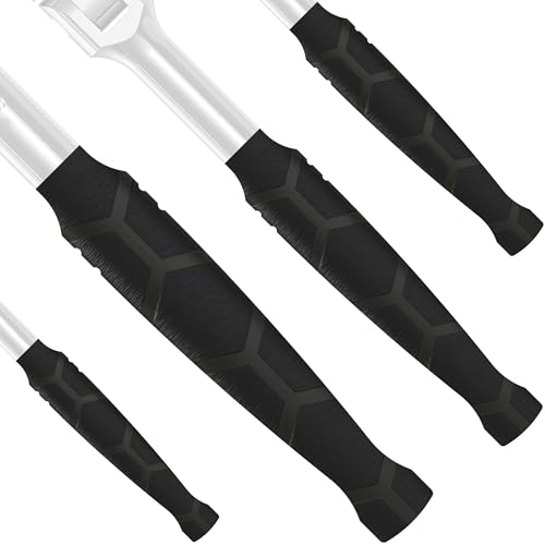 Olsa Tools Heat Shrink Handles Black - Heat Shrink Grip Sleeves for Tools - Non Slip Hex Textured Handle Covers - Durable Black Tool Grip Sleeves - Professional-Grade - Part: 1880