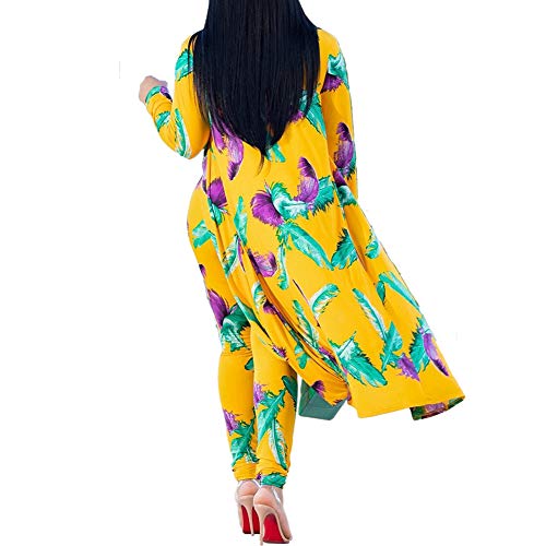 Image of Womens Fashion Printed Long Cardigans 2 Piece Outfits,Long Sleeve Coat and Trousers Set
