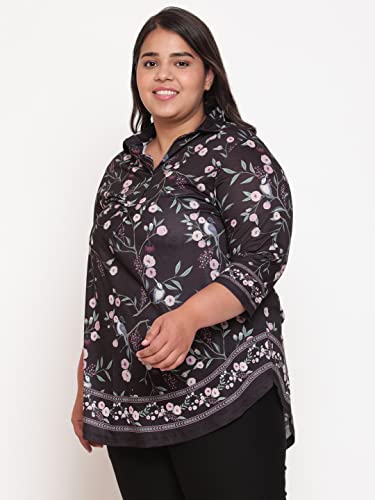 Image of AMYDUS Plus Size Women Printed Top | Centre Pleat for Tummy Flaws | Cloud Soft Fabric | Collared Neck | High-Low Hem | Complete Hip Coverage | Plus Size Tops for Women | L to 9XL