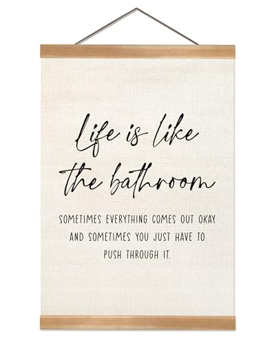 ZTGDA Funny Bathroom Decor Wall Art,Life is Like The Bathroom Canvas Poster, Restroom Humor Sign, Inspirational Hanging Wall Art Print for Toilet, Guest Bathroom, Powder Room(Life is like)