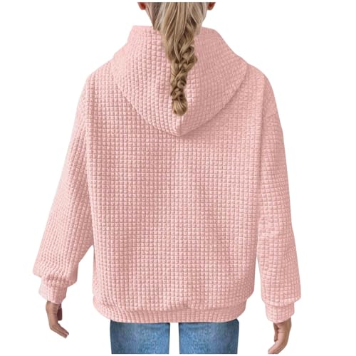 Hoodies for Teen Girls Waffle Long Sleeve Pullover Tops Casual Loose Cute Hooded Sweatshirts Fall Y2K Preppy Clothes3