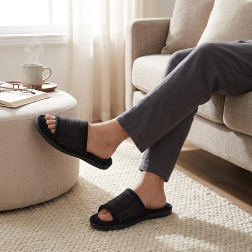 Image of Magtoe House Slippers for Men Open Toe Soft Comfortable Indoor Slip on Mens Slides Sandals Memory Foam for Bedroom Spa Living Room, All Seasons
