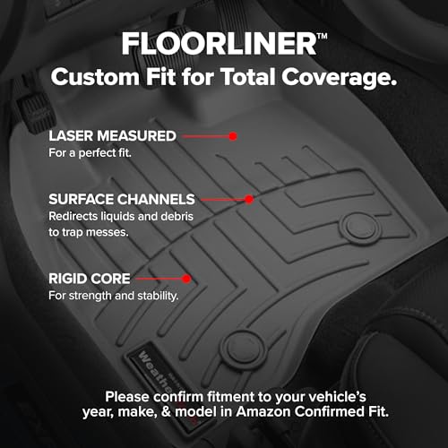 WeatherTech Custom Fit FloorLiners for Toyota Tundra (CrewMax), Tundra Hybrid - 1st & 2nd Row (441708-1-2), Black - Image 4