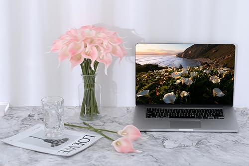 Image of SITUMEIZI 24 Pcs Pink Fake Flowers Artificial Calla Lily