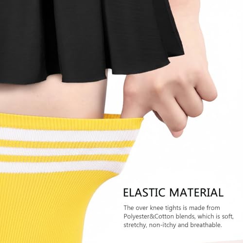 Image of AQOKKA Extra Long Thigh High Socks for Women Striped Over Knee Thigh Socks Long Boot Thigh High Stockings Leg Warmers