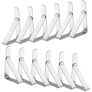 T-Antrix Tablecloth Clips 12 Packs Picnic Table Clips Flexible Stainless Steel Table Cloth Cover Clamps Table Cloth Holders Ideal for Picnics Marquees Graduation Party