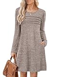 OFEEFAN Petite Fall Dresses for Women 2025 Winter Dresses for Women Casual Winter Tunic Sweater Dress Cozy Khaki Small
