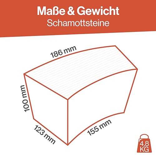 Feuerfest 123- Schamottstein Radial, für den Bau von Öfen und Kaminen, Einsatz im Feuerfestbau, hohe Materialdichte und Wärmespeicherfähigkeit-9