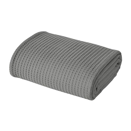 Image of Modern Threads 100% Cotton Waffle Thermal Blanket, Dark Gray, King /California King