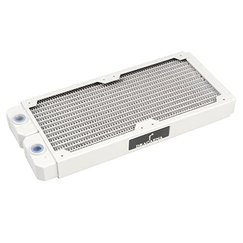 Dracaena.io 240mm - 28mm/1.1 inch Thick Computer Radiator, 14 Tubes Copper Water Cooling Cooler for CPU Heat Sink - Liquid Heat Exchanger Dual G1/4 Thread, White