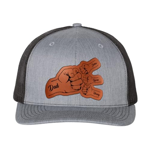 Personalized Dad Fist Bump Hat, Custom Trucker Hat with Kid Names, Fist Bump Dad Hat with Kids, for Dad, Grandpa