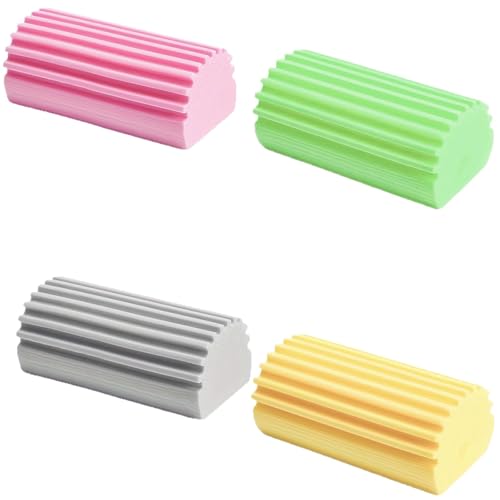 Yuannee Esponja Atrapapolvo,4 PCS Damp Duster Esponja Plumero Humedo Reutilizable Esponjas Mágica Atrapapolvo Limpieza Quita Polvo Muebles para Limpiar Persianas de Madera Ventilaciones