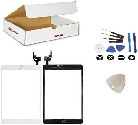 (md0410) Repair Kit Compatible with Ipad Mini 3 A1599 A1600 White Digitizer Glass Lens Touch Screen Full Complete Assembly with IC Chip Replacement (Camera Holder, Silver Home Button Flex) image 2