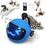 FOUR ANGELS Moving Ball Cat Toys with Feather Tail, Rechargeable 2025 New Interactive Toy with Remote Control for Indoor Cats Exercise, Smart Interactive Kitten Rolling Ball