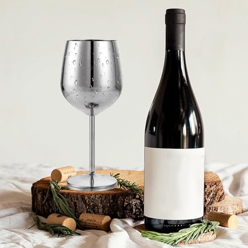Lot de 4 verres à vin en acier inoxydable argenté nomade