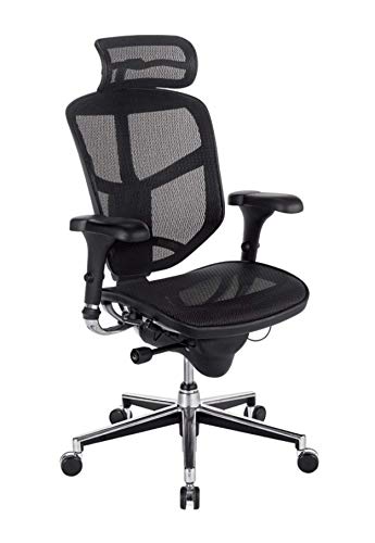 WorkPro Quantum 9000 Ergonomic Mesh High-Back Executive Chair with Headrest, Black/Silver