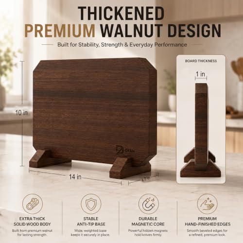 Portacuchillos magnético de doble cara, soporte para cuchillos de madera de acacia con imanes potentes, organizador de almacenamiento grueso para encimera de cocina, soporte de gran capacidad para cuchillos de chef miniatura 2
