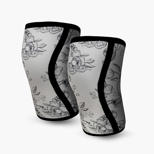 Mighty Buns 7mm Neoprene Knee Sleeves Peonies V2 XX-Large (1 Pair) - Cute High Performance Knee Sleeves, Knee Compression & Support for Weightlifting, Powerlifting, Squatting for Women and Men