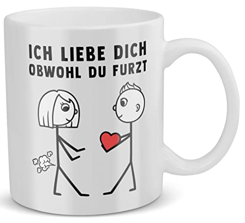 22Feels Jahrestag Geschenk für Sie Ehefrau Tasse Freundin Beziehung Lustig Liebesbeweis Frau Valentinstag Spruch Hochzeitstag 1 Jahr 2 Jahre Verlobte - Ich Liebe Dich Obwohl Du Furzt Cover