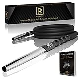 M. ROSENFELD Premium Hookah Hose with Mouthpiece - 60' Long Silicone Water Pipe Hose, Washable, with 15' Aluminum Easy-Grip Mouthpiece - Modern Design Handle, Won't Rust or Ghost + Free E-Book