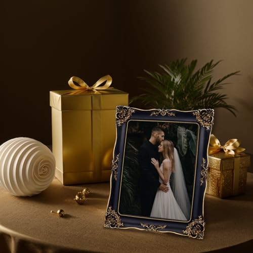 Image of Gothic Picture Frame 8x10 Black Vintage Picture Frames Victorian | Real Glass, Wall or Tabletop Display, Fits 8x10 or 5x7 Photo with Mat