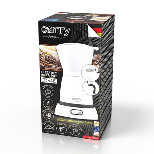 Miniatura 7 de Camry Cafetera Moka Eléctrica Adler Capacidad De 300 Ml, Carcasa De Aluminio Blanca