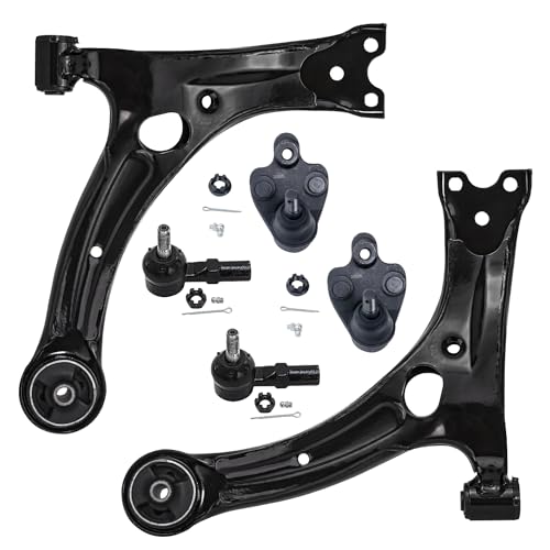 Image of Detroit Axle - 6pc Front End Control Arms Kit for 03-08 Pontiac Vibe Toyota Matrix, 2 Lower Control Arms 2 Lower Ball Joint 2 Outer Tie Rod Ends 2003 2004 2005 2006 2007 2008 Replacement