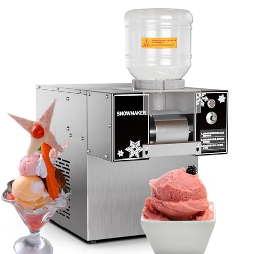 Máquina De Hielo En Copos De Nieve Comercial, 60Kg/24 Horas Máquina De Hielo En Copos De Nieve Eléctrica, 360W Máquina De Afeitar De Hielo, Con 2 Barriles De Alimentación, Velocidad Ajustable
