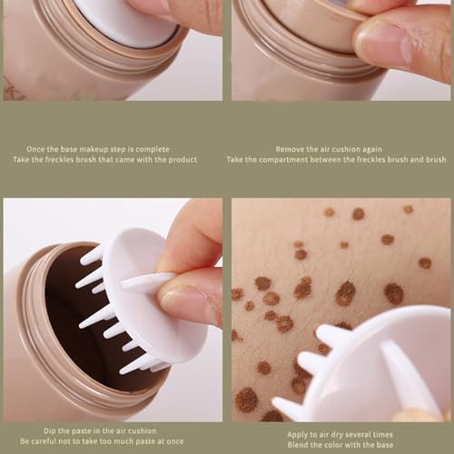 Künstliche Sommersprossen – Speckles Pen | Wasserdichtes, flüssiges Luftkissen, gefälschte Sommersprossenstempel, langlebig, für Hautschönheit, Frauen und Mädchen, natürlicher Look