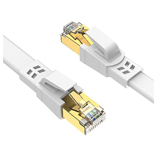 CAT8 Ethernet Cable 0.75m- High Speed Shielded Flat Internet Cable, Weatherproof S/FTP UV Resistant for Router/Gaming/Modem - White