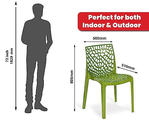 Image of Supreme Web Plastic Chair |Armless Chair for Home, Dining Room Set, Cafe & Outdoor Use |with Weight Bearing Upto 220kgs(Color: Mehandi Green; Pack of 1)