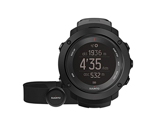Suunto Ambit3 Vertical Black Digital Display Quartz Watch, Black Silicone Band, Round 50mm Case