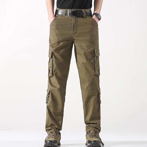 Men's Cargo Pants Classic Fit Pants Cotton Mens Work Pants Casual Elastic Waist Men Hiking Pants 6 Pcckets3