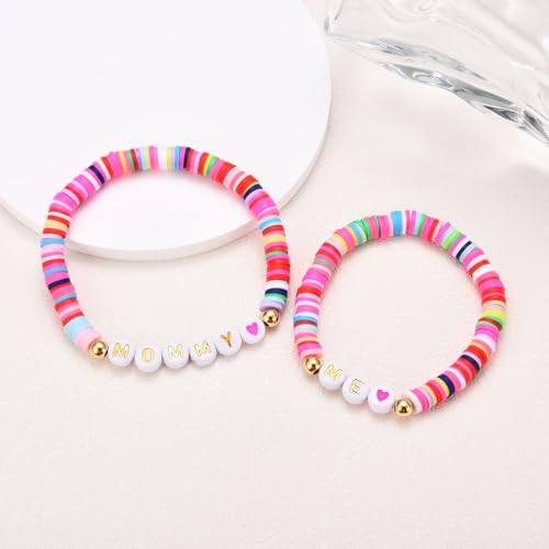 First Day of School Kindergarten Preschool Gifts for Girls, Mommy and Me Matching Bracelets Set, Back to School Gifts for Daughter from Mom2