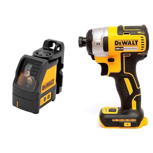 Image of DEWALT 2-Way Self Levelling Ultra Bright Cross Line Red Laser DW088K & DCF887N XR 18V 3 Speed BL Impact Driver Naked-Body ONLY, 18 W, 18 V, Multi, Bare Unit