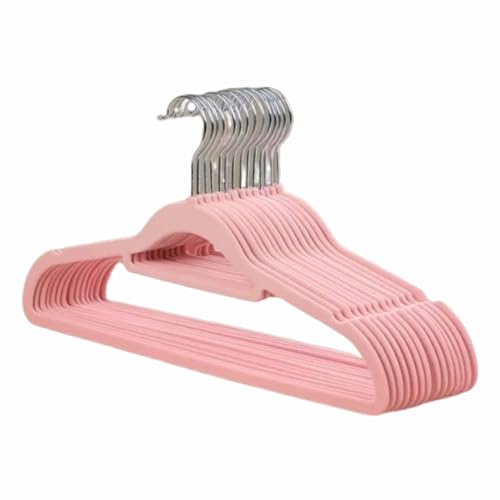 LUBHUT Velvet Hangers Pack of 20 - Non-Slip, Space-Saving Design with Curved Shoulders and Notches for All Clothing Types Space-Saving Design with Curved Shoulders (Pink)